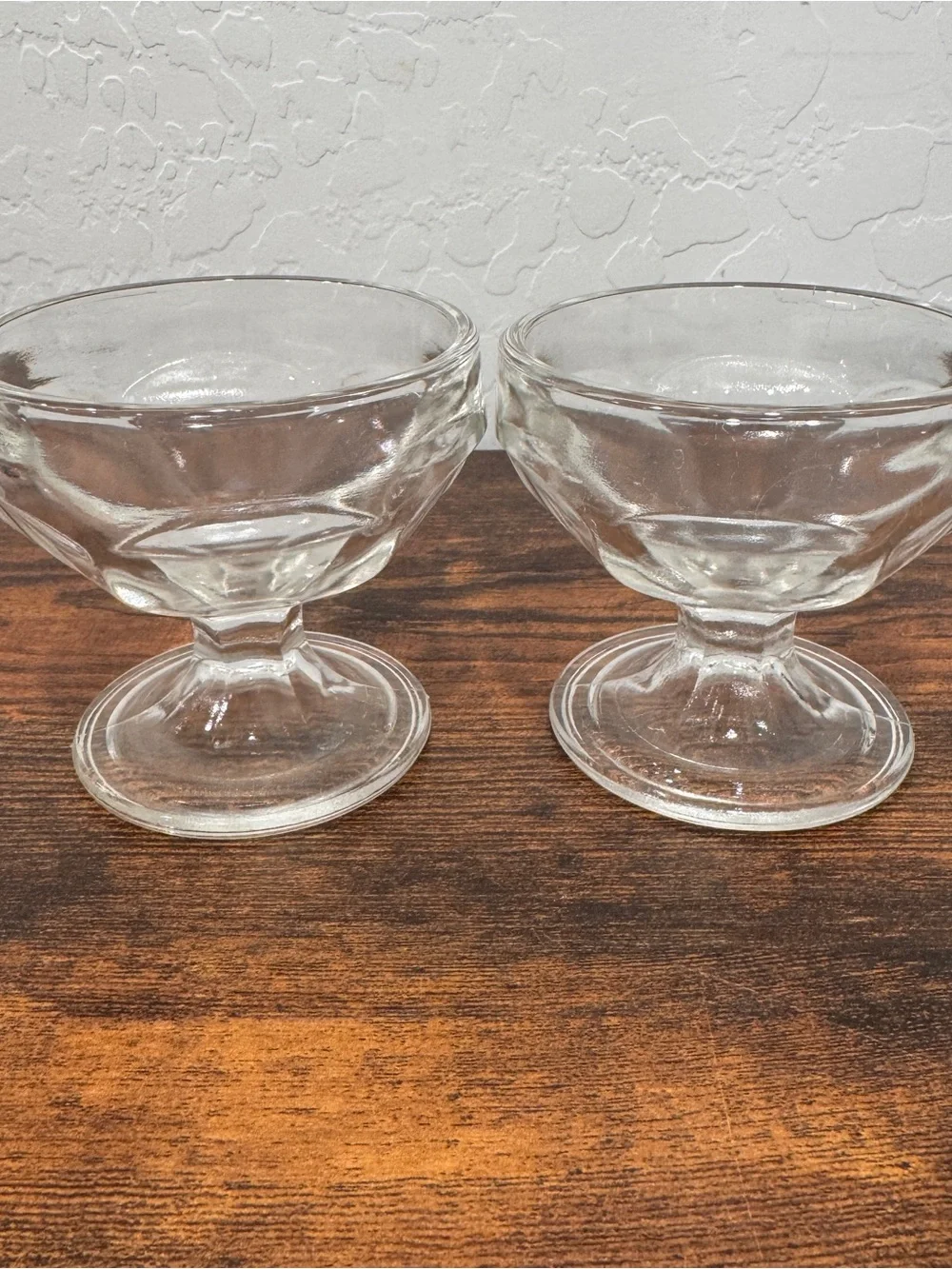 Vintage Federal Clear Glass Low Sherbet Ice Cream Dessert Dish Set of 2 MCM